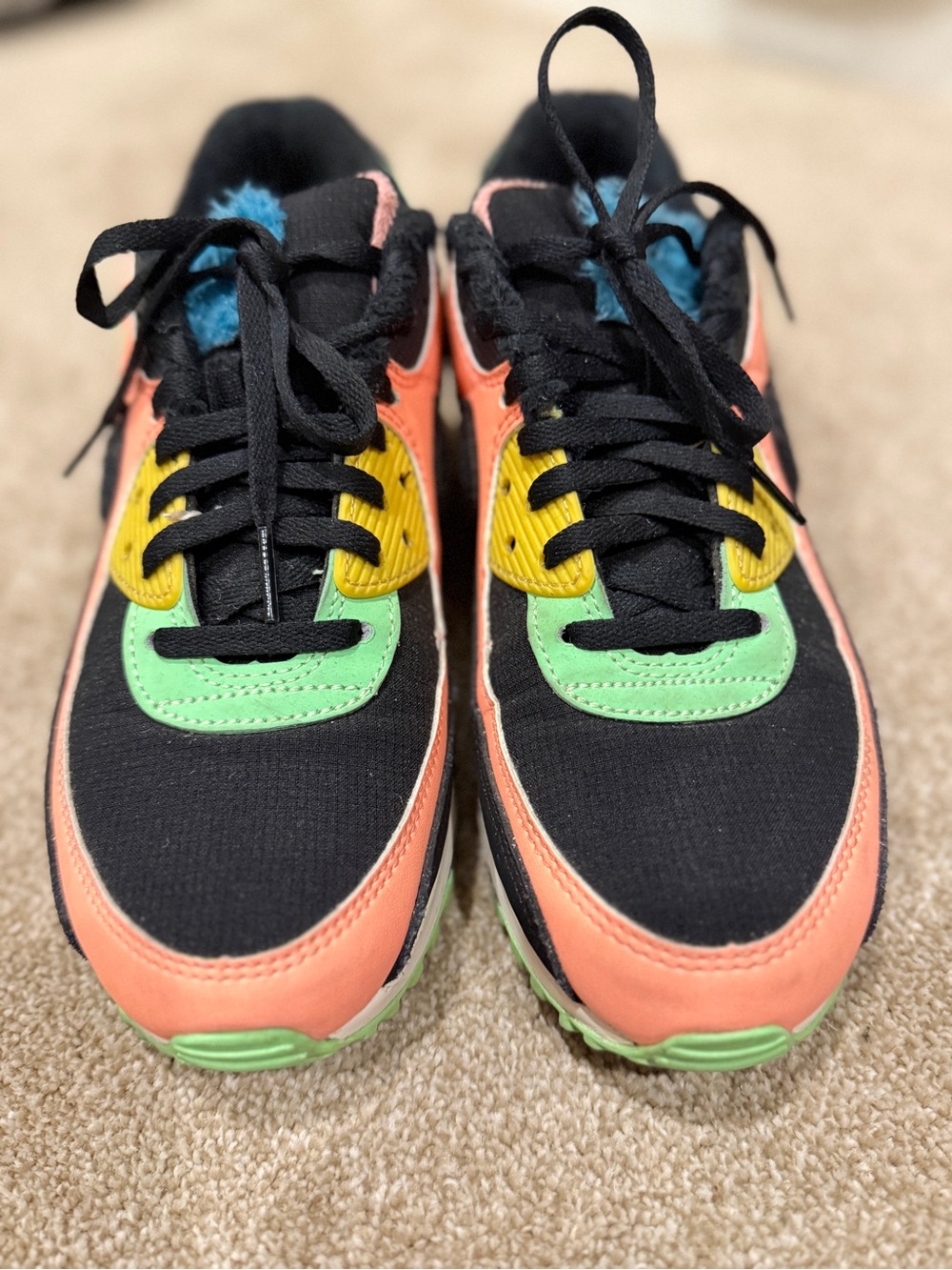 Women’s Multicolor Airmax Athletic Sneakers - Black, Coral, Green & Yellow